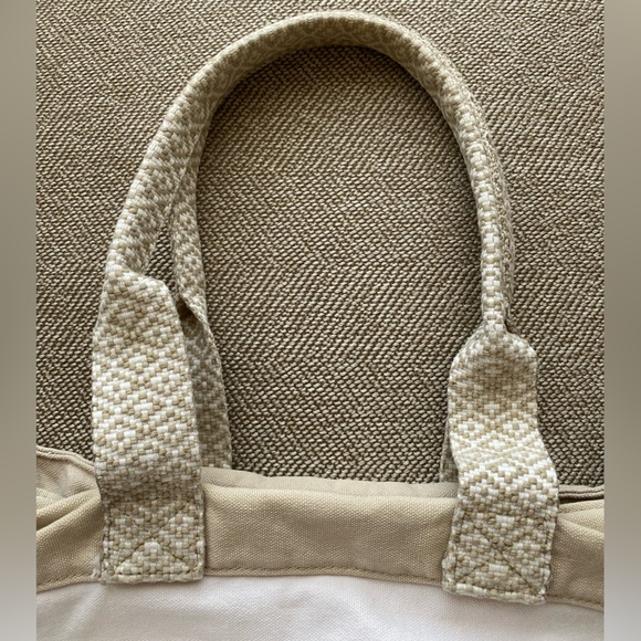 American Eagle Canvas Bag. Woven Cotton Straps. Tan and Cream Color Canvas. EUC. - Picture 4 of 14